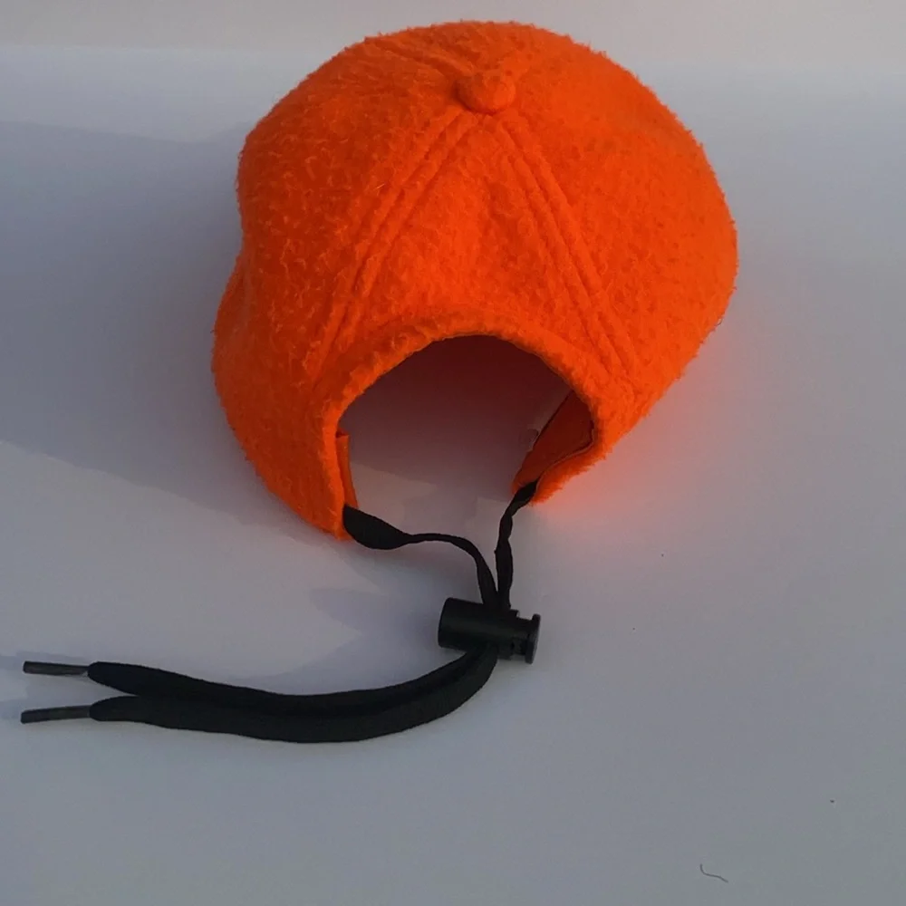 Vintage Donna Karan New York 6 Panel Orange Fuzzy Fleece Adjustable Strap OS